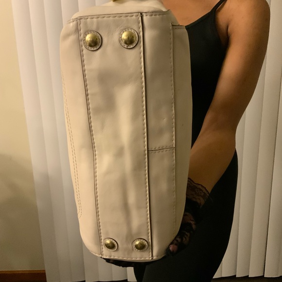 COACH Peyton Carryall Leather Satchel (EUC) Bone/ Gold - Picture 6 of 17